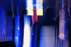 Ksenia met de Oekraïense vlag